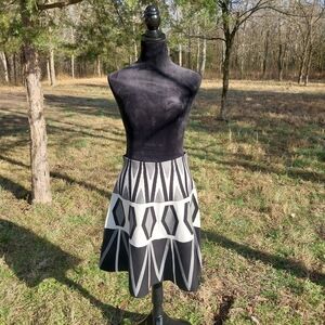 Milano Black and White Geometric A-Line Skirt
